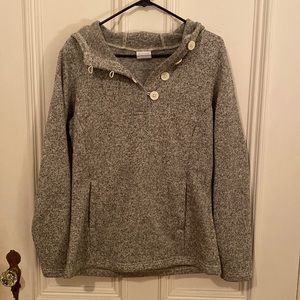 Columbia Fleece Hoodie Buttoned Sweatshirt